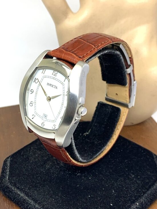 Invicta Unisex Watch 9444 Quartz White Dial Brown Leather Band 35mm main image 13